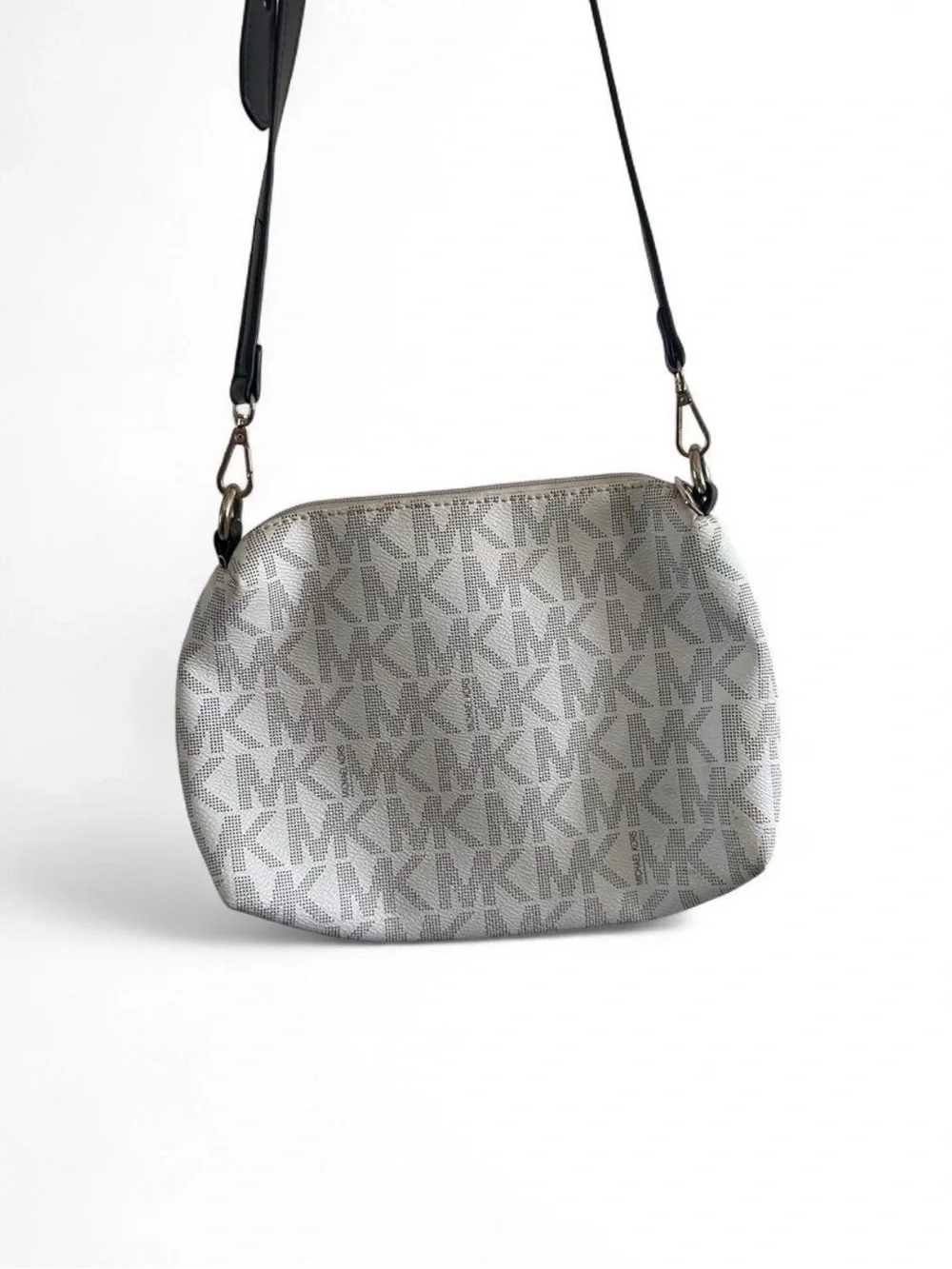 Michael Kors Vanilla Signature Monogram MK Crossbody Bag with Removable Strap